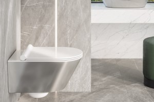 Závěsné wc Gold&Silver s Newflush, barva stříbrná.