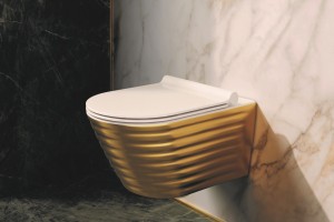 Luxusní závěsné wc Wc Gold&Silver Classy s Newflush, zlatá barva. 